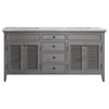 Piedmont 72" Double Vanity With White Marble Top, Gray, Without Mirror