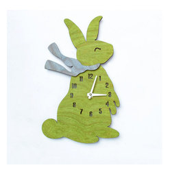 Lime Baby Bunny Children's Wall Clock - Kids Clocks