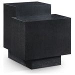 Meridian Furniture - Mateo Oak Veneer End Table, Black - Go for a look that's anything but boring when you add this Mateo black end table to your living room or other area. A staggered design makes this geometrically inspired art deco table the star of the show and ensures you have oodles of room for displaying items or holding drinks. This multi-level end table has a rich black finish that's elegant and chic, and its construction with oak veneer ensures lasting durability and beauty.