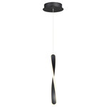 ET2 Lighting - Pirouette 1-Light LED Pendant - Twisted Black pendants are illuminated on the edge to create a spiral effect. Adjustable heights make it possible to create your own unique design.