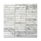 Carrara Marble Rectangular Stacked Finger Mosaic Tile Polished 5/8x4, 1 sheet