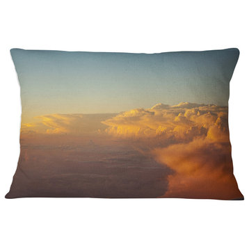 Solotful Sunset in Sky Cloudscape Seascape Throw Pillow, 12"x20"