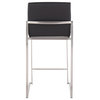 Fuji High Back Counter Stool, Set of 2m Stainless Steel, Stainless Steel, Black