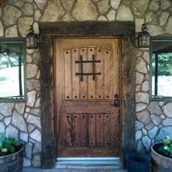 Rustic Mahogany with Button Clavos, Easy Speak Window and Grill - Front Doors