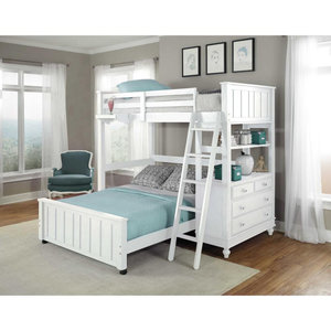Highlands Loft Bed With Desk Full, Twin Over Full Loft Bed White