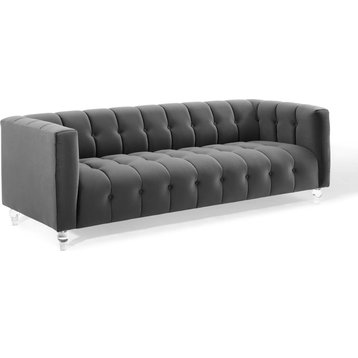 Lowell Channel Button Sofa - Charcoal