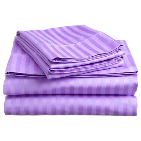 Lux Decor Collection Ultra-Soft Luxury 4 Piece Bed Sheet, Purple, Queen