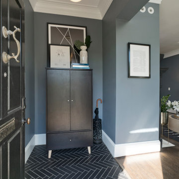 Stately Blue and White Kitchen in Historic Stanton Park