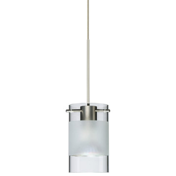 Scope 1 Light Pendant, Satin Nickel, LED, Clear With Frost Glass