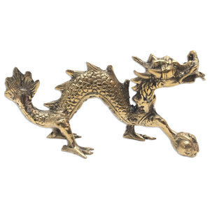 Spectacular Large Gold Dragon Sculpture | White Marble Mythical 