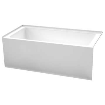 Grayley 60"x30" Alcove Bathtub With Right-Hand Drain and Trim, Shiny White