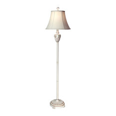Floor Lamp, Cream Finish, Brussel Cream Round Bell Fabric Shade
