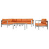 Shore 6-Piece Outdoor Aluminum Sectional Sofa Set, Silver Orange