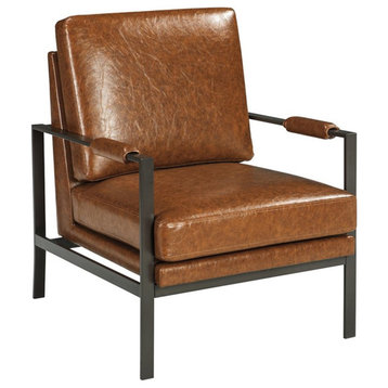 Bowery Hill Faux Leather Accent Chair in Brown