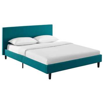 Anya Full Upholstered Fabric Bed, Teal