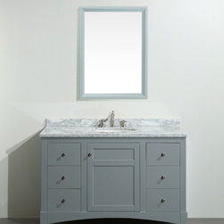 48 inch Gray Bathroom Vanity, with White Marble Carrera Countertop - Bathroom Vanities And Sink Consoles