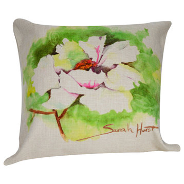 White Peony Throw Pillow Cover Only