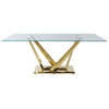 ACME Barnard Dining Table, Clear Glass and Mirrored Gold
