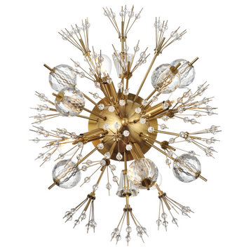 Victor 19" Crystal Starburst Wall Sconce, Gold