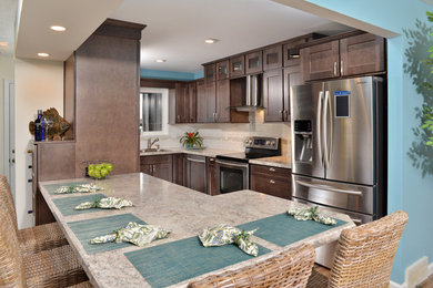 Design ideas for a transitional kitchen in Cleveland.