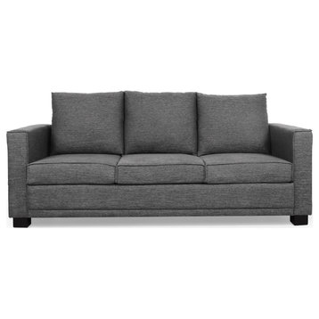 Moultrie Contemporary Upholstered 3 Seater Sofa, Charcoal/Dark Brown