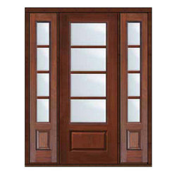 Prehung French Side lights Door 96 Fiberglass 3/4 Lite 4 Lite - Front Doors