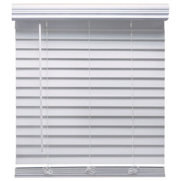 Linen Avenue Custom Cordless Faux Wood Blind , 35Wx48H Flush Inside Mount