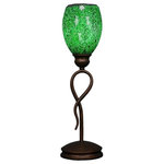 Toltec Lighting - Toltec Lighting 35-BRZ-5057 Leaf - 5" One Light Mini Table Lamp - Leaf Mini Table Lamp Shown In Bronze Finish With 5" Ivory Glaze Seashell Glass.