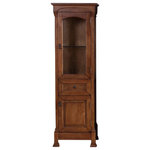 James Martin - Brookfield Linen Cabinet, Country Oak - The Brookfield linen closet collection by James Martin Furniture is truly breathtaking. Featuring a beautiful glass-insert top door and glass side "windows", along with a lower door and drawer, you get the best of both worlds as far as storage and style. Available in the following five finishes: Antique Black, Cottage White, Burnished Mahogany, Country Oak, and Warm Cherry.