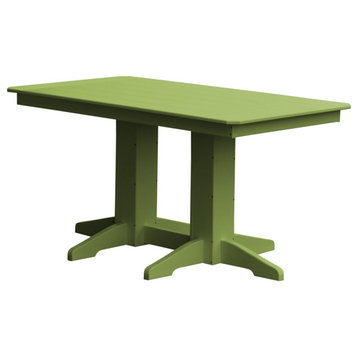 Poly Lumber 5' Rectangular Dining Table, Tropical Lime, No Umbrella Hole