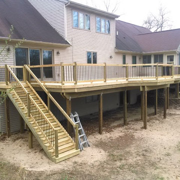 Large Wood Deck with angled decking
