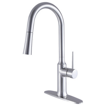 Gourmetier LS2728NYL Single-Handle Pull-Down Kitchen Faucet, Brushed Nickel