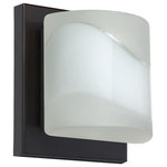 Besa Lighting - Besa Lighting 1WS-787399-LED-BR Paolo - 5.5 Inch 5W 1 LED Mini Wall Sconce - Canopy Included: Yes  Canopy DiPaolo 5.5 Inch 5W 1  Chrome Stucco GlassUL: Suitable for damp locations Energy Star Qualified: n/a ADA Certified: YES  *Number of Lights: 1-*Wattage:5w Halogen bulb(s) *Bulb Included:Yes *Bulb Type:Halogen *Finish Type:Bronze