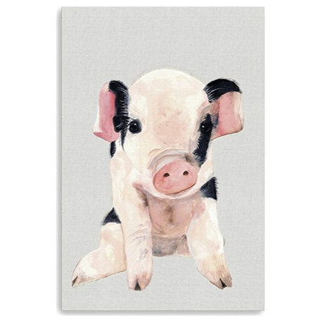 24" Cute Pink Piglet Canvas Wall Art