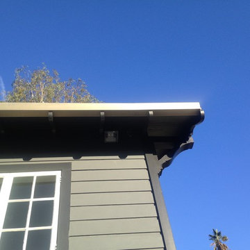 Primed and Painted Bonderized steel Gutters on Pool House in Los Angeles