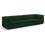 Meridian Furniture - Cascade Upholstered Modular Sofa, Green, Boucle Fabric, Straight Sofa - Give your room a much-needed rehab when you bring home this Cascade boucle fabric modular sofa. The elegantly attention-grabbing design features a modern profile with curved arms deep horizontal channel tufting, so it wows from all angles. Upholstered in rich green boucle fabric, this seat quickly becomes everyone's favorite spot for curling up with a good book or smart device. Thick foam padding ensures a cozy, body-hugging experience while you watch TV or just relax.