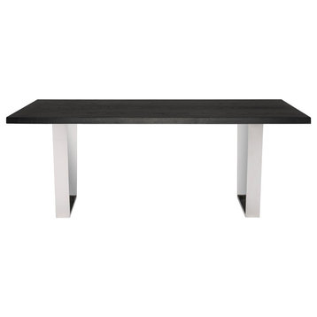 Lazzaro Dining Table Onyx Top Brushed Stainless 78"