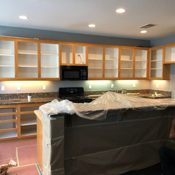 Oak Kitchen Being Masked And Prepped