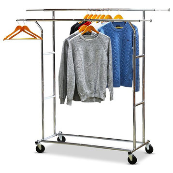 Supreme Commercial Grade Double Rail Clothing Garment Rack, Chrome