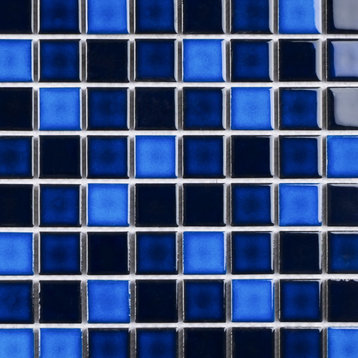 11.75"x11.75" Lisle Grid Mosaic Tile Sheet, Tropical Blue Night