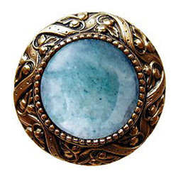 Inviting Home Inc. - Victorian Knob, 24K Gold Plate With Green Aventurine - Cabinet And Drawer Knobs