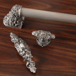 Notting Hill Decorative Hardware - Acanthus Appliance Pull with Queensway Knob, Pull & Back Plate - Cabinet And Drawer Handle Pulls