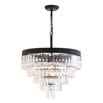Wyatt 20" 4-Light Crystal LED Chandelier, Bronze/ Clear