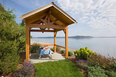 Design ideas for a rustic stone garden path in Seattle.