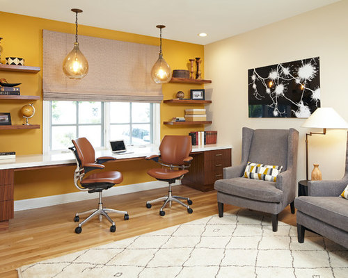 Gray And Yellow Home Office Design Ideas Remodels And Photos