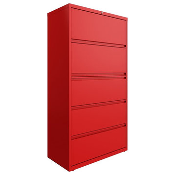 Hirsh 36-in Wide HL10000 Series 5 Drawer Metal Lateral File Cabinet Lava Red