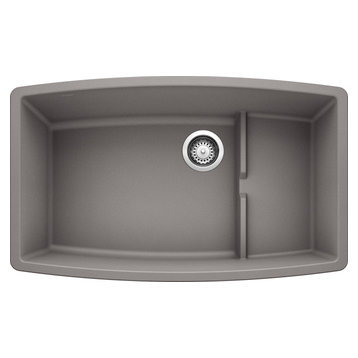 Blanco 440067 19.5"x32" Granite Single Undermount Kitchen Sink, Metallic Grey