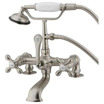 Elements Of Design DT2038AX Triple Handle Wall Mounted Clawfoot - Satin Nickel