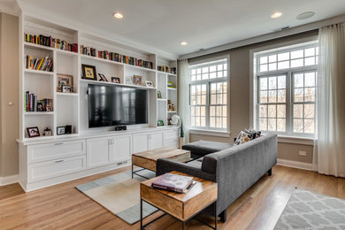 Example of a trendy living room design in Chicago