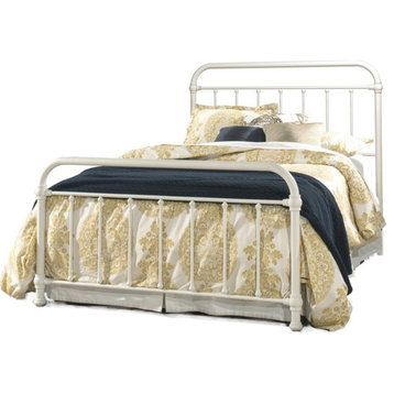 Bowery Hill Farmhouse Full Metal Spindle Panel Bed in White Finish